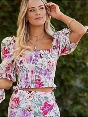 Express Floral Two-Piece Set in Pink & Lavender